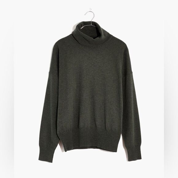 Madewell Brookhaven Turtleneck Wool Blend Sweater in Heather Forest size XS - Picture 4 of 13